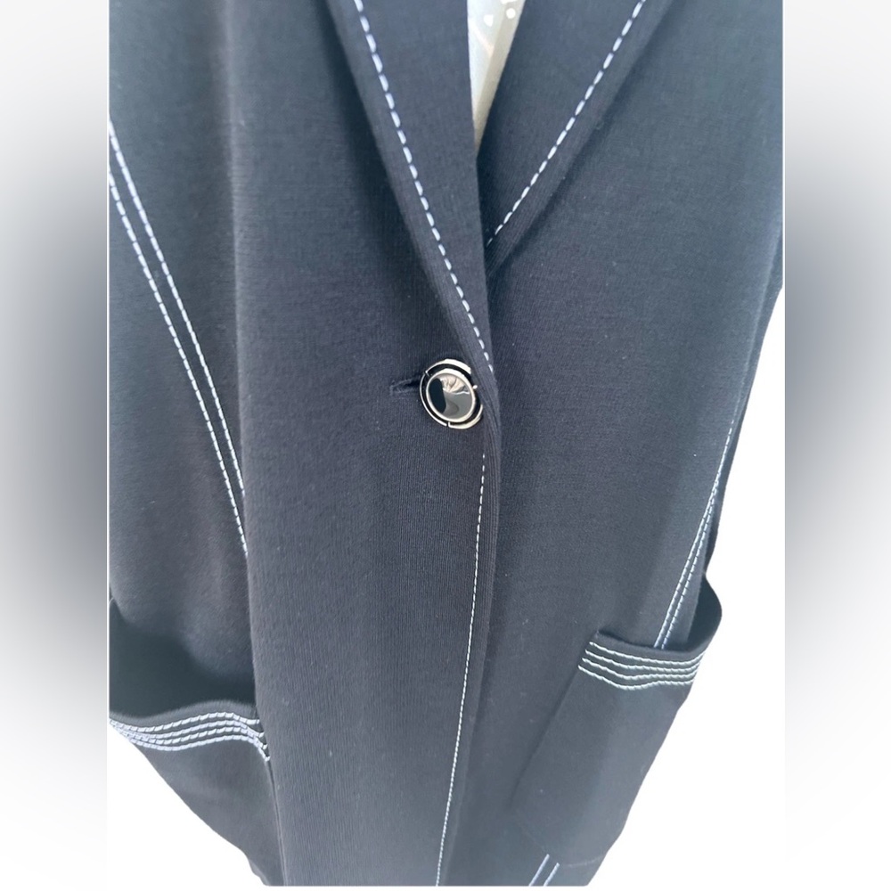 St. John Black Wool Blend One Button SingleJacket Size Small - Picture 10 of 12